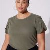 Tops * | Torrid Cotton Slub Jersey Crew Neck Tulip Sleeve Tee