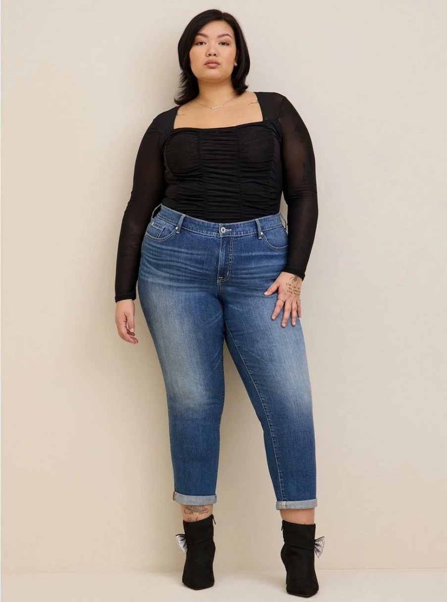 Jeans * | Torrid Boyfriend Straight Vintage Stretch Mid-Rise Jean