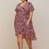 Dresses * | Torrid Midi Chiffon Flutter Sleeve Wrap Dress