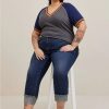 Tops * | Torrid Super Soft Slub V-Neck Varsity Raglan Tee