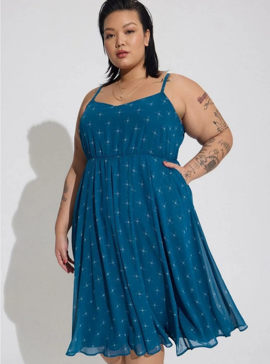 Dresses * | Torrid Midi Chiffon Pleated Dress