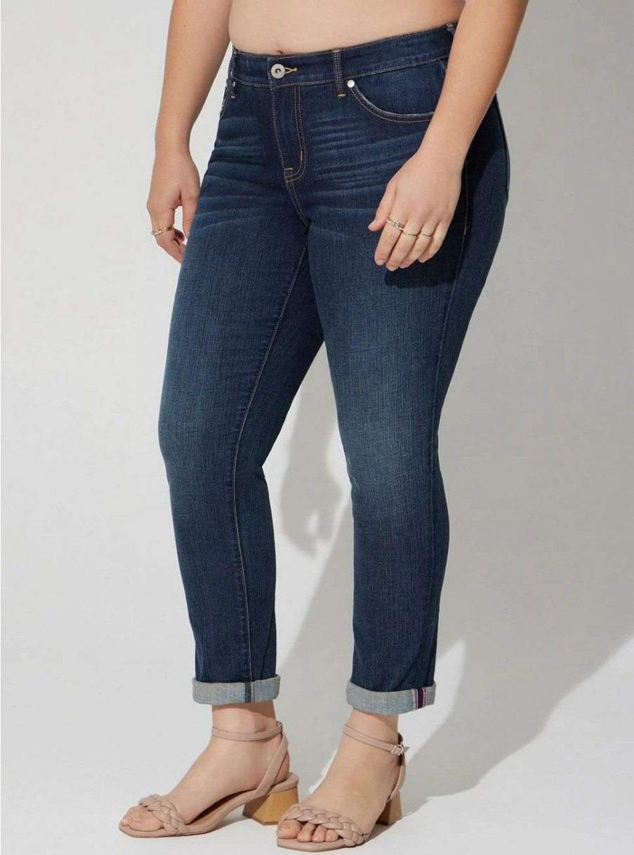 Jeans * | Torrid Boyfriend Straight Vintage Stretch Mid-Rise Jean