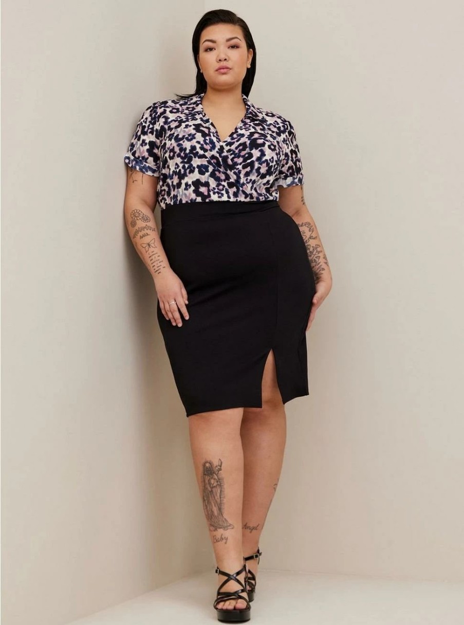 Dresses * | Torrid At The Knee Ponte Studio Crepe Bodycon Dress