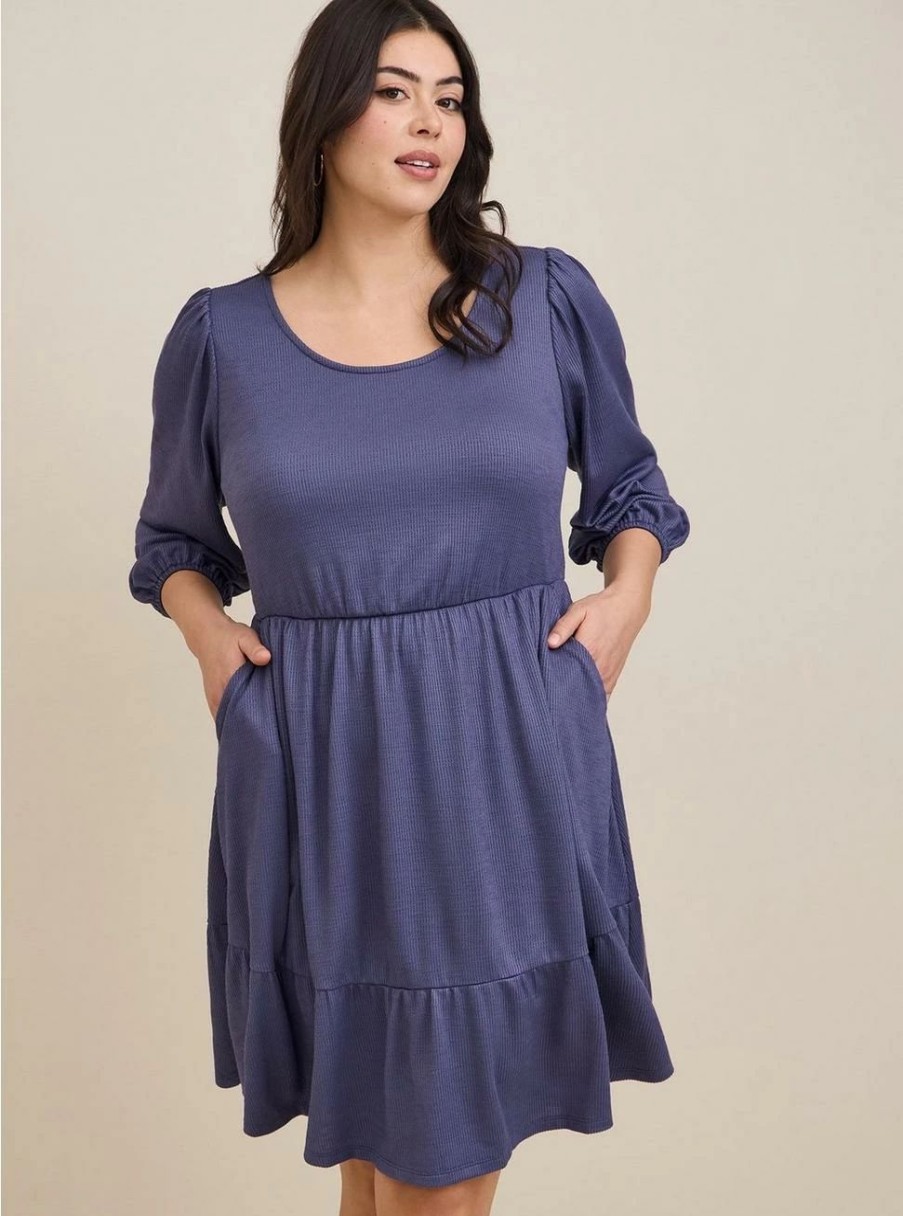 Dresses * | Torrid At The Knee Slub Rib Voluminous Dress