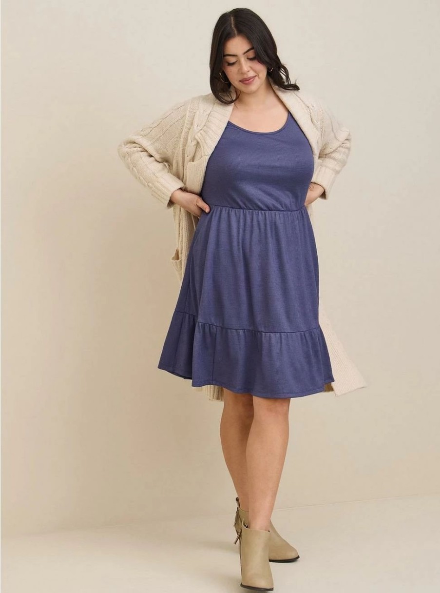 Dresses * | Torrid At The Knee Slub Rib Voluminous Dress