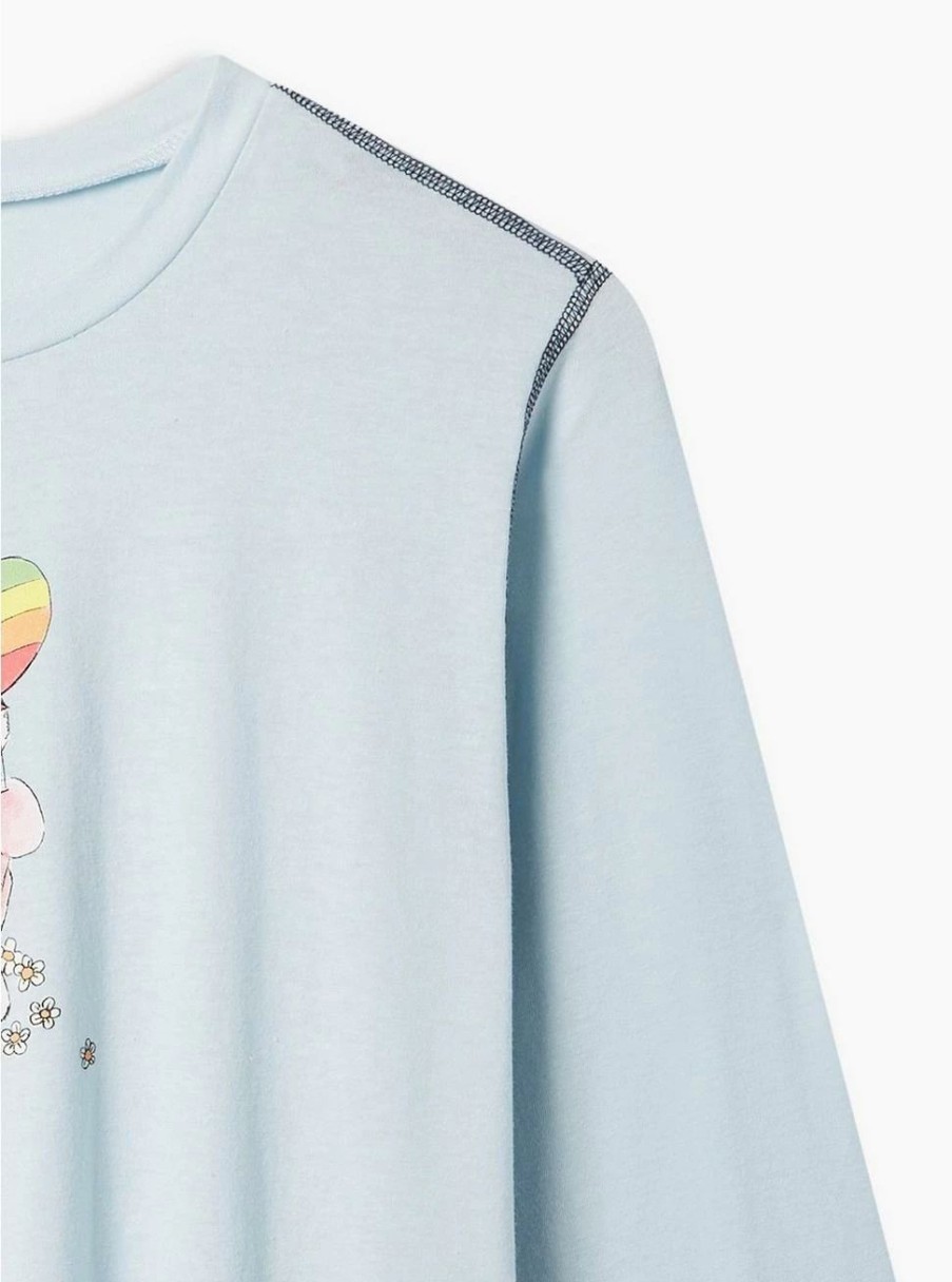 Tops * | Null Care Bears Slim Fit Cotton Long Sleeve Lettuce Hem Crop Tee