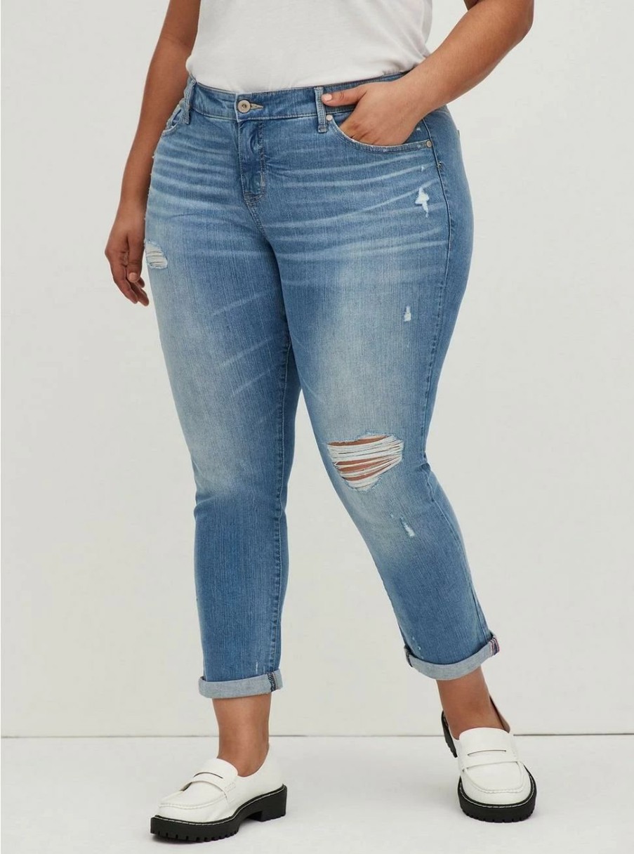 Jeans * | Torrid Boyfriend Straight Vintage Stretch Mid-Rise Jean