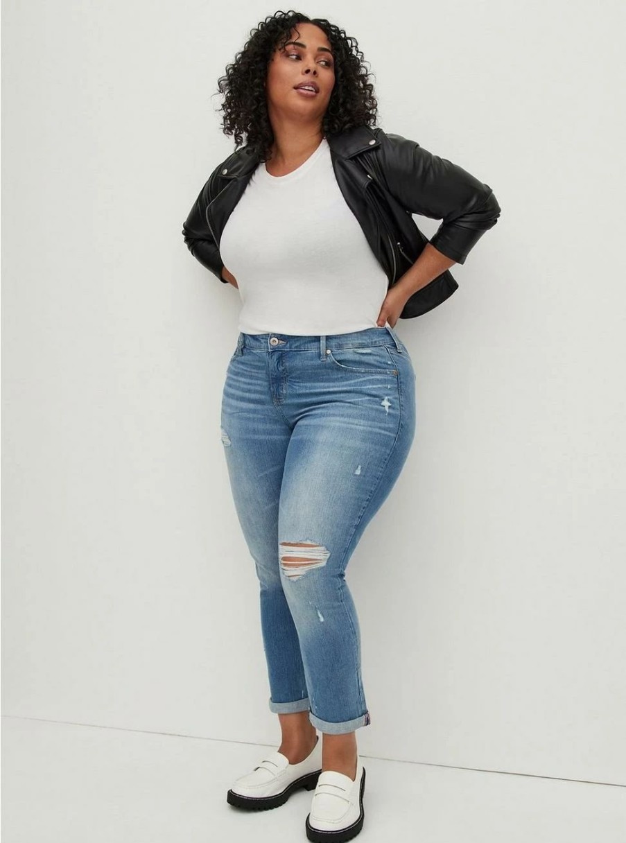 Jeans * | Torrid Boyfriend Straight Vintage Stretch Mid-Rise Jean