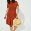 Dresses * | Torrid At The Knee Super Soft Drape Front Skater Dress