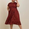 Dresses * | Torrid Midi Lace Fit And Flare Dress