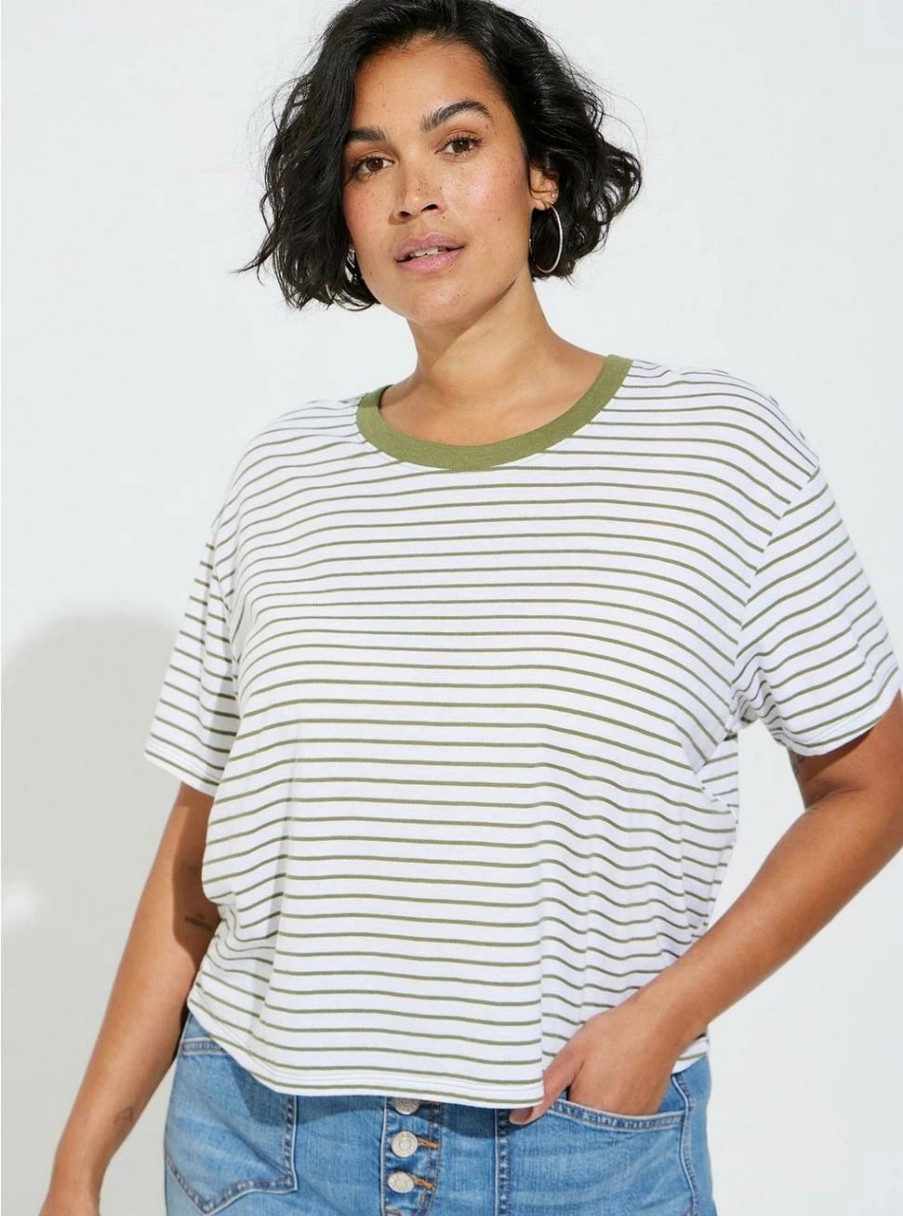 Tops * | Torrid Relaxed Signature Jersey Crew Neck Crop Tee