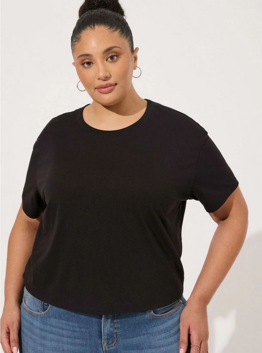 Tops * | Torrid Relaxed Signature Jersey Crew Neck Crop Tee