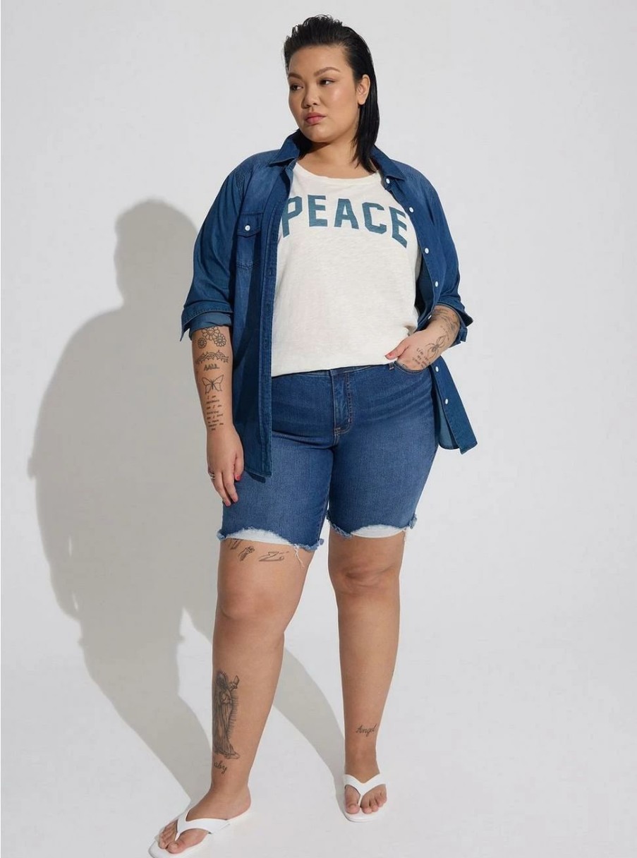 Bottoms * | Torrid Bermuda Boyfriend Vintage Stretch Mid-Rise Short