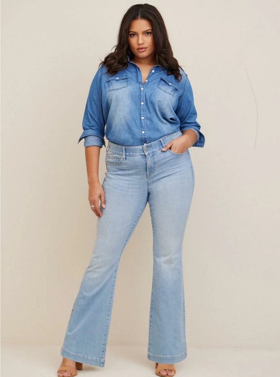 Jeans * | Torrid Bombshell Flare Premium Stretch High-Rise Jean