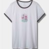 Tops * | Null Floral Classic Fit Crew Neck Ringer Tee