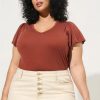 Tops * | Torrid Girlfriend Signature Jersey V-Neck Flutter Sleeve Tee