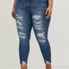 Jeans * | Torrid Bombshell Skinny Premium Stretch High-Rise Destructed Jean