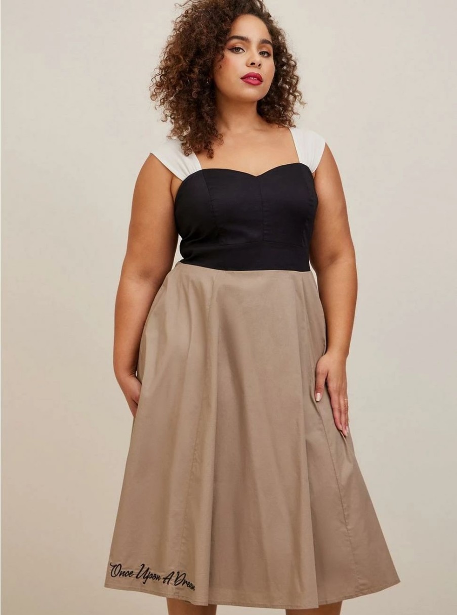 Dresses * | Torrid Disney Sleeping Beauty Swing Stretch Poplin Midi Dress