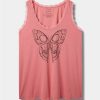 Tops * | Null Butterfly Cotton Scoop Neck Tank