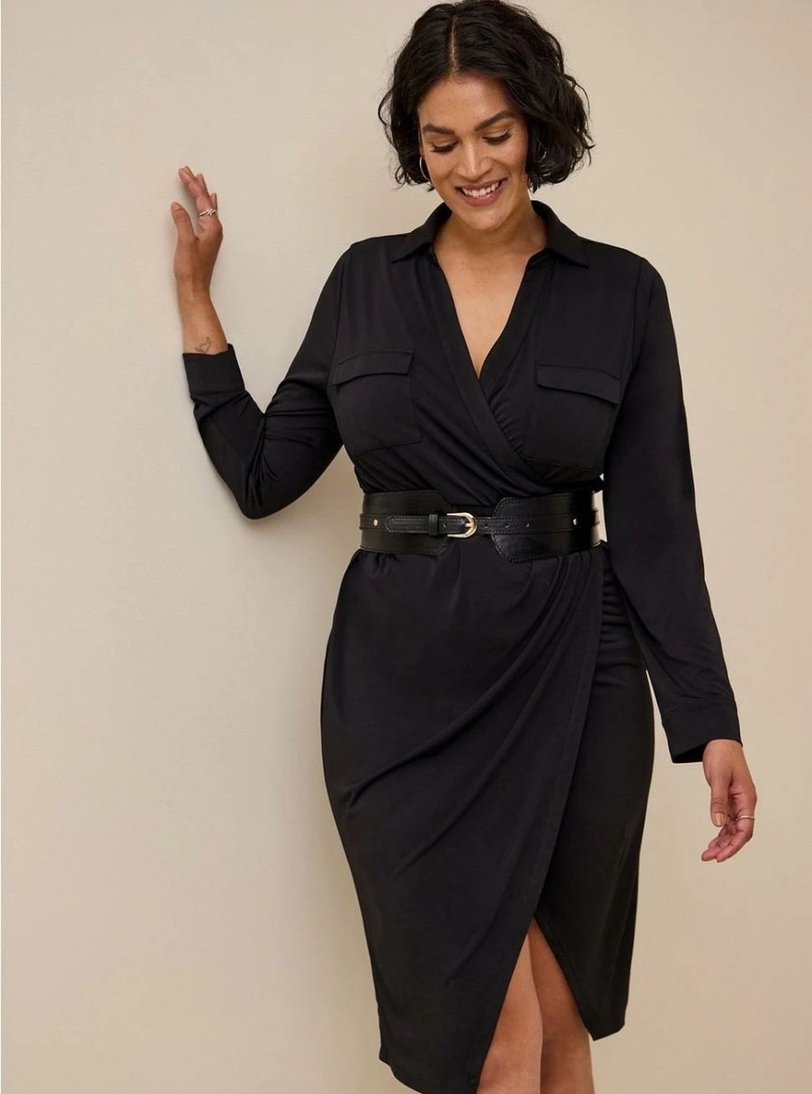 Dresses * | Torrid At The Knee Studio Knit Collared Dress