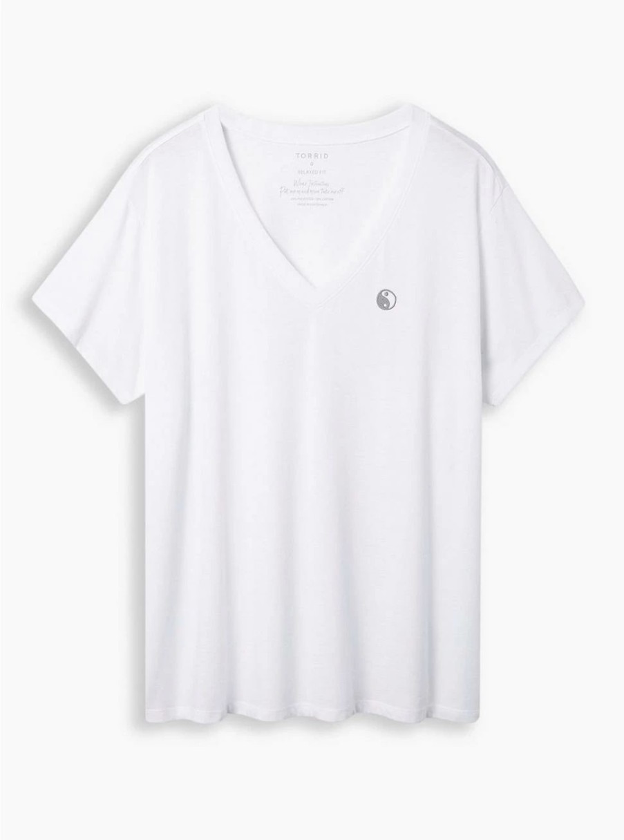 Tops * | Null Yin And Yang Relaxed Fit Signature Jersey V-Neck Tee