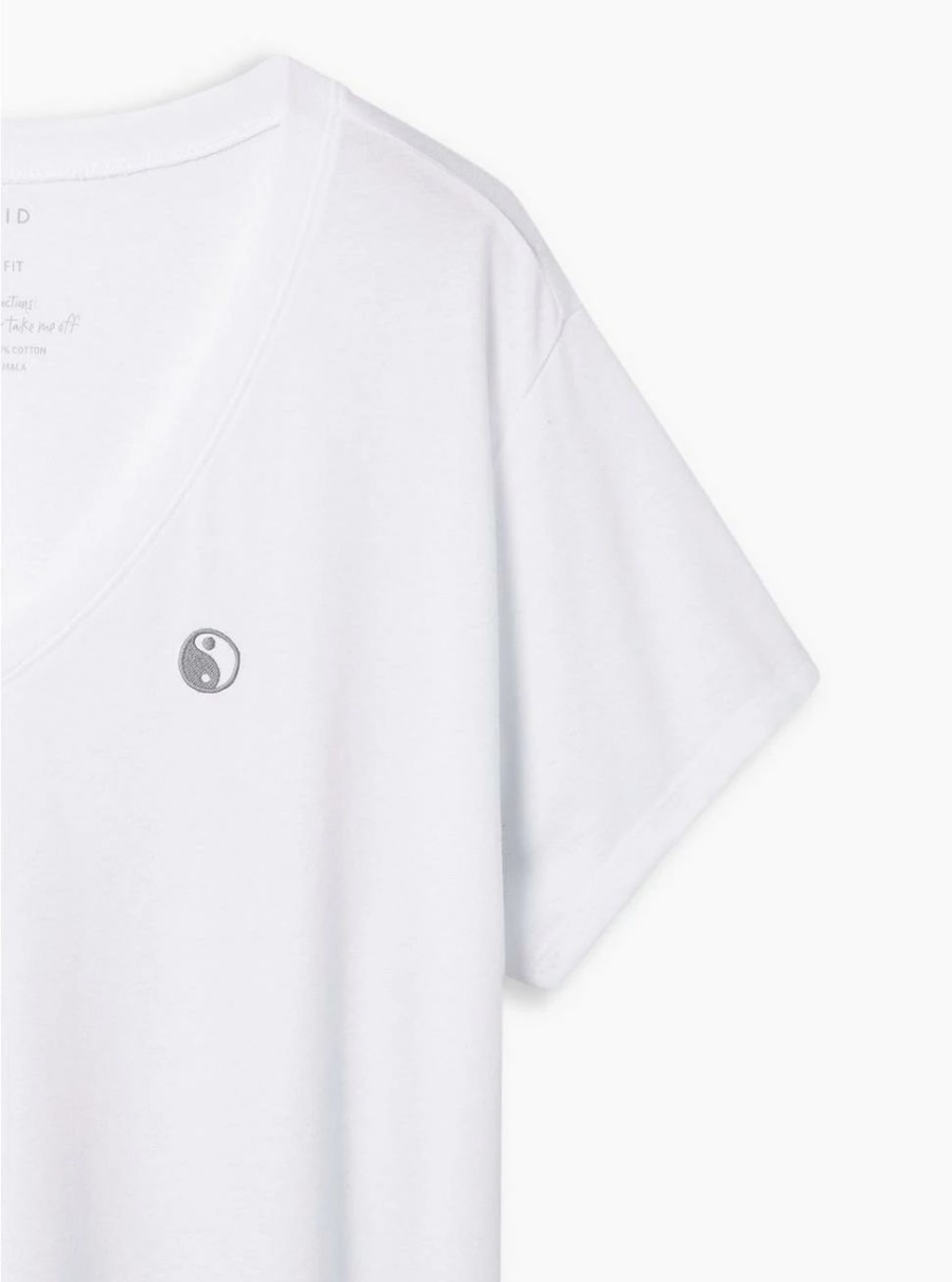 Tops * | Null Yin And Yang Relaxed Fit Signature Jersey V-Neck Tee