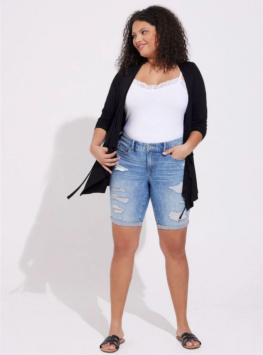 Jeans * | Torrid Boyfriend Bermuda Vintage Stretch Mid-Rise Short