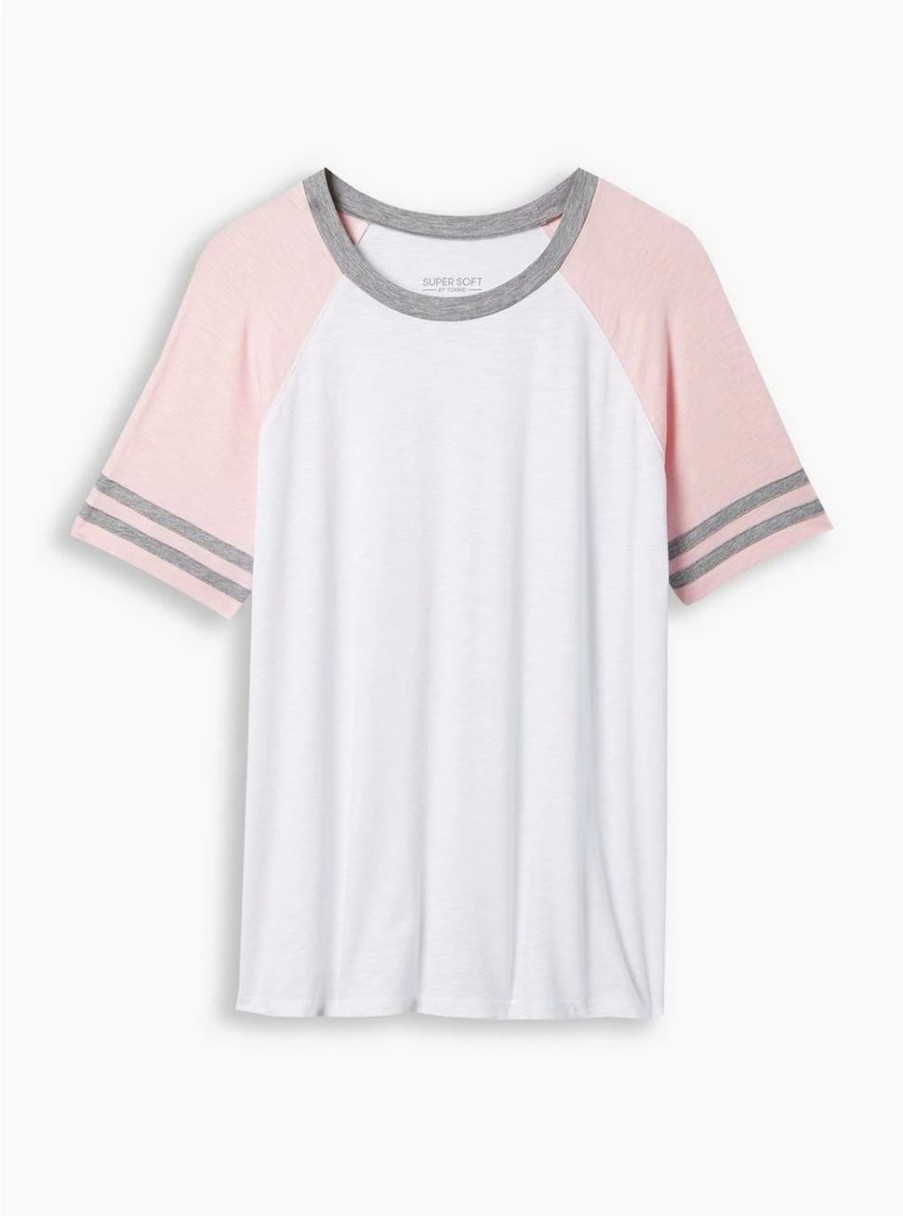 Tops * | Torrid Classic Fit Super Soft Slub Crew Neck Varsity Raglan Tee