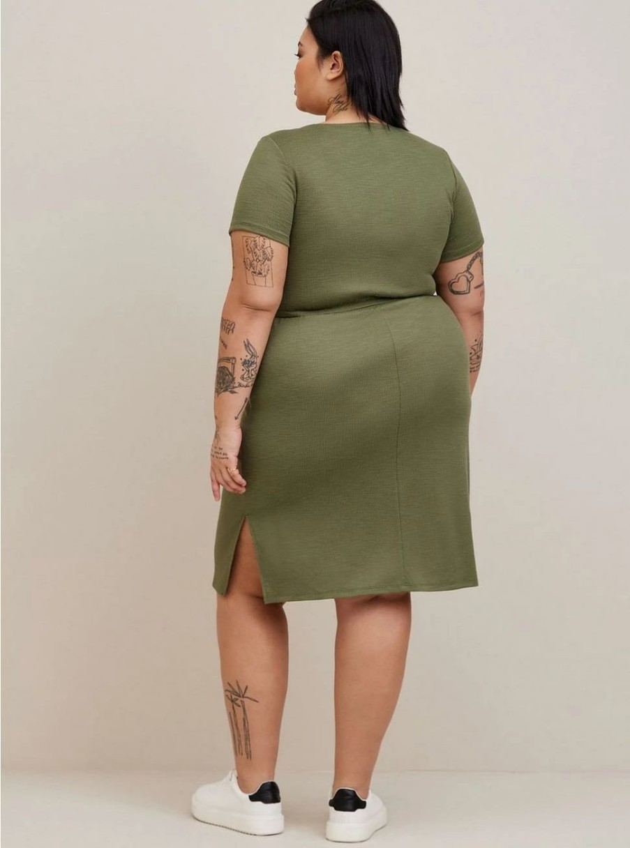 Dresses * | Torrid At The Knee Slub Rib Slit T-Shirt Dress