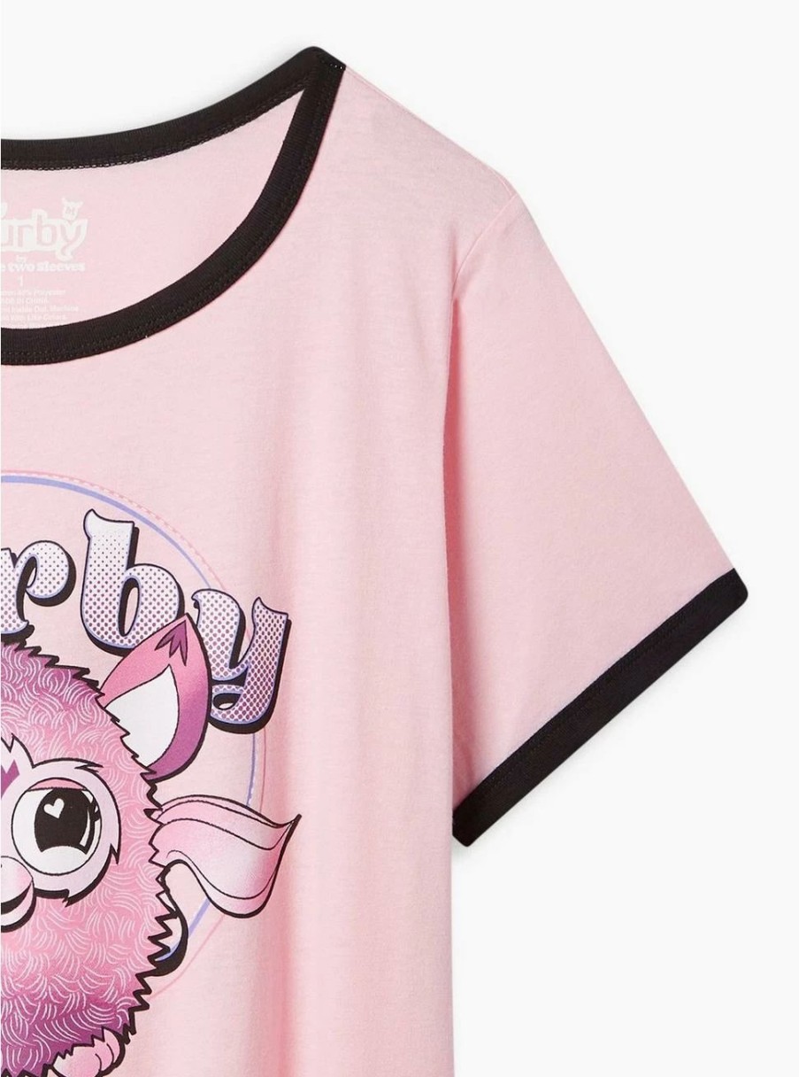 Tops * | Null Furby Classic Fit Cotton Crew Neck Ringer Tee