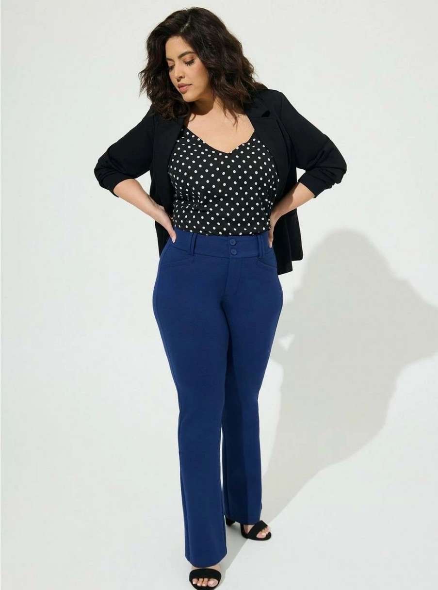 Bottoms * | Torrid Trouser Slim Boot Studio Luxe Ponte Mid-Rise Pant